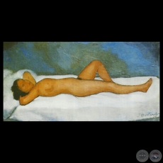 MUJER ACOSTADA - Óleo de JAIME BESTARD